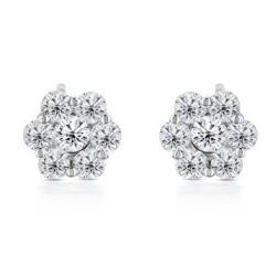 18ct White Gold 0.98ct Seven Diamond Cluster Earrings