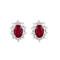 18ct White Gold 1.19ct Ruby & Diamond Earrings