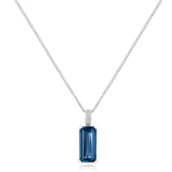 18ct White Gold 4.95ct Octagonal London Blue Topaz Necklace