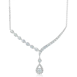 18ct White Gold & Diamond Teardrop Necklace