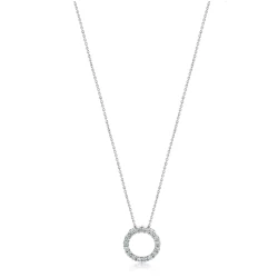 18ct White Gold Open Circle 0.79ct Diamond Necklace
