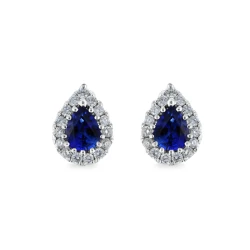 18ct White Gold Pear Cut 0.53ct Sapphire & Diamond Earrings