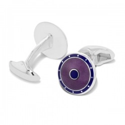 Silver Navy & Purple Enamel Cufflinks - 15mm