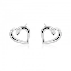9ct White Gold Twisted Heart Design Stud Earrings