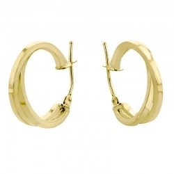 9ct Yellow Gold Double Interlocking Squared Tube Hoop Earrings