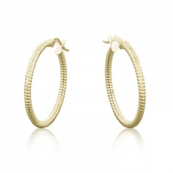 9ct Yellow Gold Ribbed Patterned Hoop Earrings