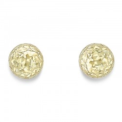 9ct Yellow Gold 8mm Diamond Cut Ball Stud Earrings