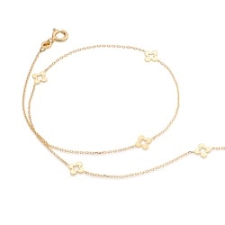 9ct Yellow Gold Trace Chain & Flower Link Necklet
