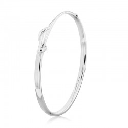 9ct White Gold Oval Central Wrap-Over Detail Bangle