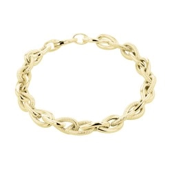 9ct Yellow Gold Frosted & Polished Tear Link Bracelet