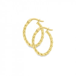 9ct Yellow Gold Oval Twisted Design Hoop Earrings