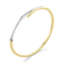 9ct Yellow & White Gold Two Strand Cross-Over Design Bangle