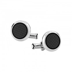 Montblanc Steel & Carbon-Patterned Inlay Cufflinks			