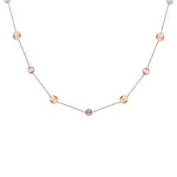 9ct Rose Gold Amethyst, Rose Quartz & Bead Necklace
