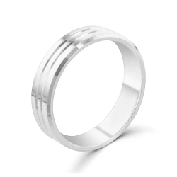 9ct White Gold 6mm Groove Detail Wedding Ring