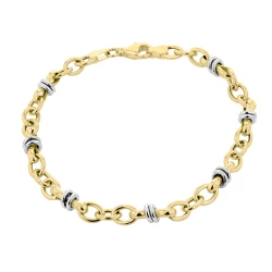 9ct Yellow & White Gold Fancy Link 7.5" Bracelet