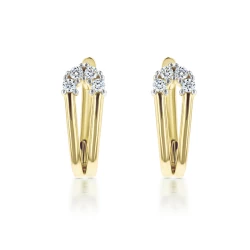 9ct Yellow Gold & Diamond Arc Hoop Earrings