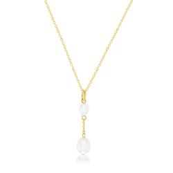  9ct Yellow Gold & Freshwater Pearl Chain Drop Pendant