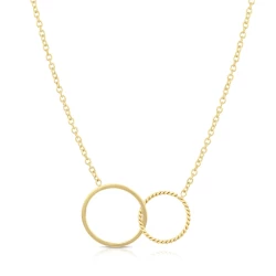 9ct Yellow Gold Entwined Circle Pendant Necklace