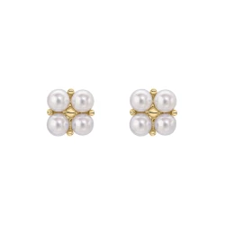 9ct Yellow Gold Floral Freshwater Pearl Earrings