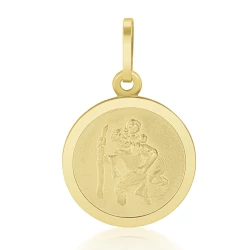 9ct Yellow Gold 13mm Round St Christopher Pendant