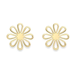 9ct Yellow Gold Open Petal Flower Stud Earrings