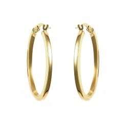9ct Yellow Gold Oval 18mm Hoop Earrings
