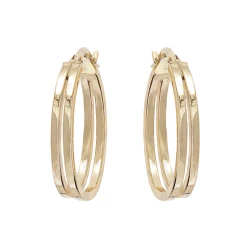 9ct Yellow Gold Split Strand Oval Hoops
