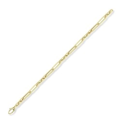 9ct Yellow Gold Flat Rectangular & Small Oval Links Bracelet 					
