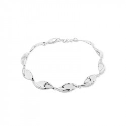Silver Concave Marquise Link Bracelet
