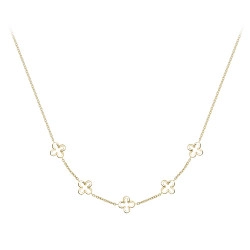 9ct Yellow Gold Trace Chain & Open Flower Design Necklet