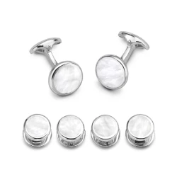 Deakin & Francis Sterling Silver Round Mother Of Pearl Dress Set