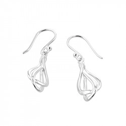 Silver Fancy Figure-of-Eight Design Drop Earrings