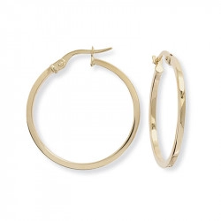 9ct Yellow Gold Fine Squared Medium Hoop Style Earrings