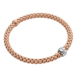 Fope 18ct Rose Gold & Diamond Flex'it Solo Collection Bracelet