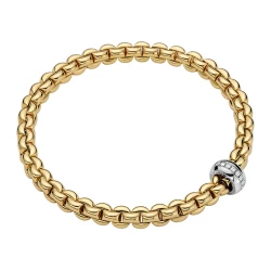 Fope Eka Yellow Gold Flex'it Bracelet with Diamond Rondel					