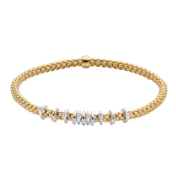 Fope Prima Yellow Gold with Diamond Set Rondels Bracelet