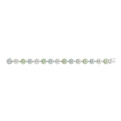 Georg Jensen Daisy Silver & Green Enamel Link Bracelet