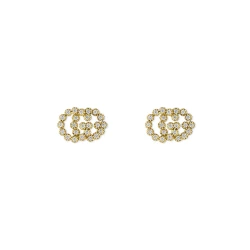 Gucci GG Running Yellow Gold & Diamond Stud Earrings
