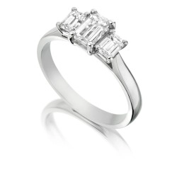 Platinum & Emerald Cut Diamond Trilogy Engagement Ring - 1.02ct 
