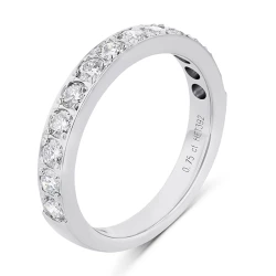 Platinum 0.75ct Brilliant Cut Diamond Flat Micro Claw Wedding Ring