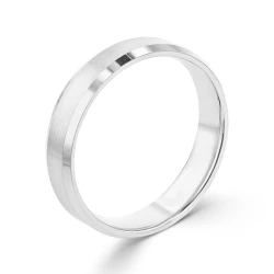 Platinum 5mm Satin & Polish Bevel Edge Ring