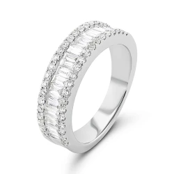 Platinum Baguette & Brilliant Cut Diamond Ring