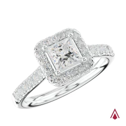 Platinum Skye Princess Diamond Cluster Design Engagement Ring - 0.81ct