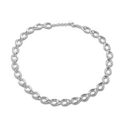 Silver Chunky Open Tear Drop Link Necklace