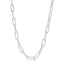 Silver Oblong Link Necklace