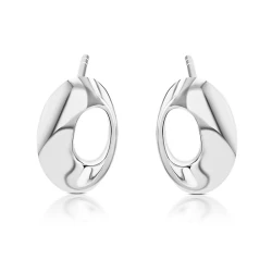Silver Twisted Oval Stud Earrings