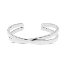 Silver Two Strand Cross-Over Design Torc Bangle