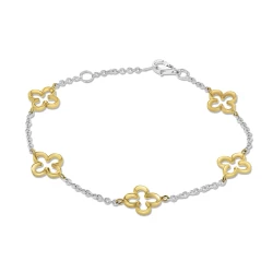 Two-Tone 9ct Gold Chain & Flower Bracelet