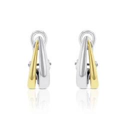 Two-Tone 9ct Gold Split Tapered Huggy Hoops